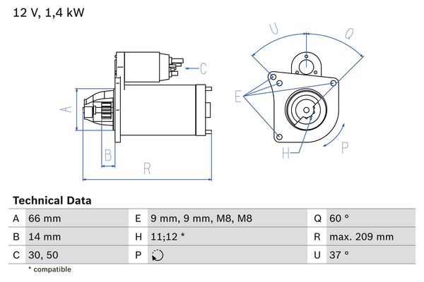 Motorino di avviamento revisionato BOSCH 986021651