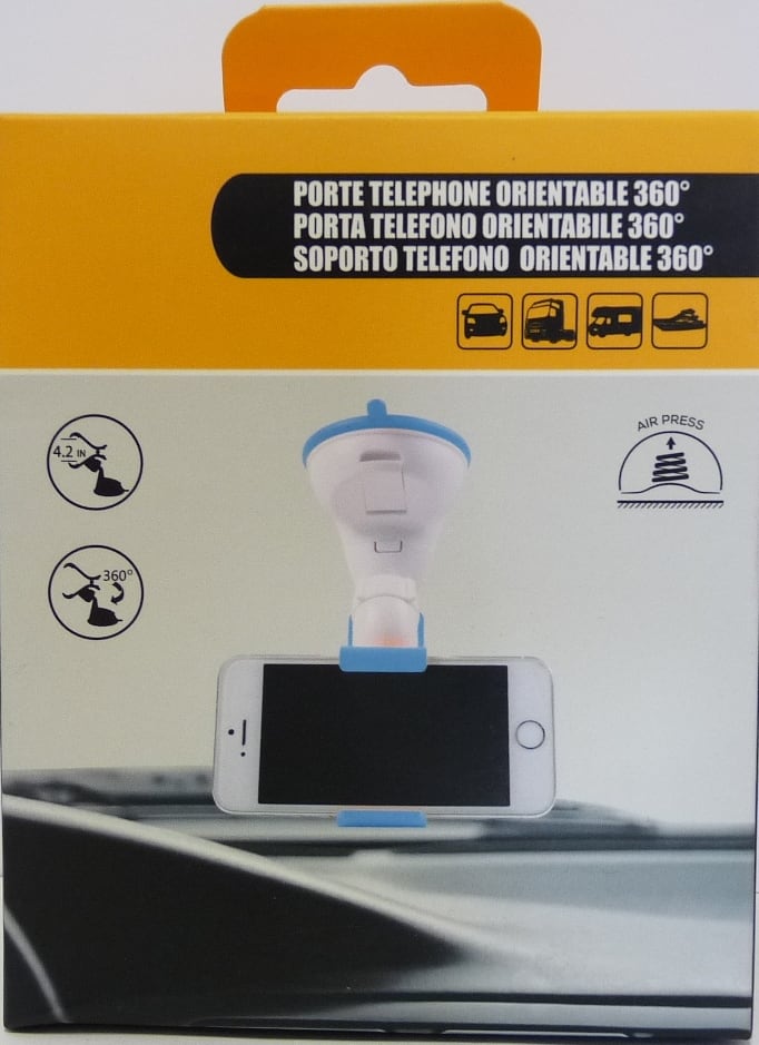 Accessori per l'auto : PORTA TELEFONO 360° VENTOSA (NERO E BIANCO/BLU)  22421906